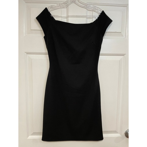 Lulus Black Off the Shoulder Open Back Bow Short Mini Dress Cocktail Party LBD M - Picture 1 of 9
